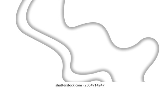 White Clear Blank Subtle Abstract Vector Geometrical Background. Monotone Light Empty Concave Surface. Minimalist Style Wallpaper. Futuristic 3D Illustration