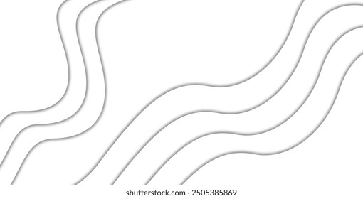 White Clear Blank Subtle Abstract Vector Geometrical Background. Monotone Light Empty Concave Surface. Minimalist Style Wallpaper. Futuristic 3D Illustration
