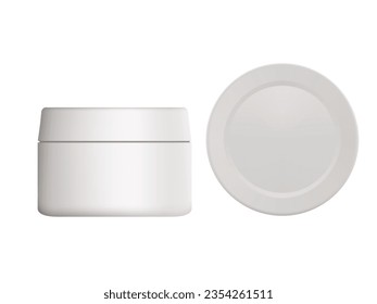 White Clear Cosmetic Cream Jar Package. Top And Side View. EPS10 Vector