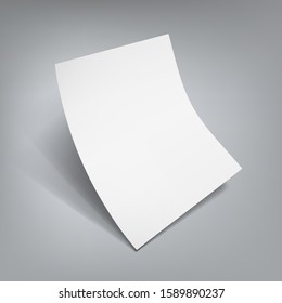 White Clear Flying Sheet Of Paper With Shadow. EPS10 Vector