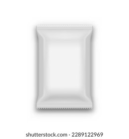 White Clear Foil Snack Sachet Bag Packaging. EPS10 Vector
