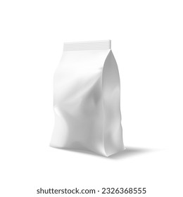 White Clear Foil Snack Sachet Bag Packaging. EPS10 Vector