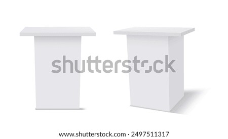 White Clear Information Stand Or Reception Mockup. EPS10 Vector