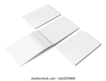 White Clear Landscape A4 Brochure Or Booklet Hard Cover Isolated On White Background. EPS10 Vector