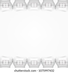 White Clear Teeth With Ceramic Braces. EPS10 Vector