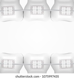 White Clear Teeth With Ceramic Braces. EPS10 Vector