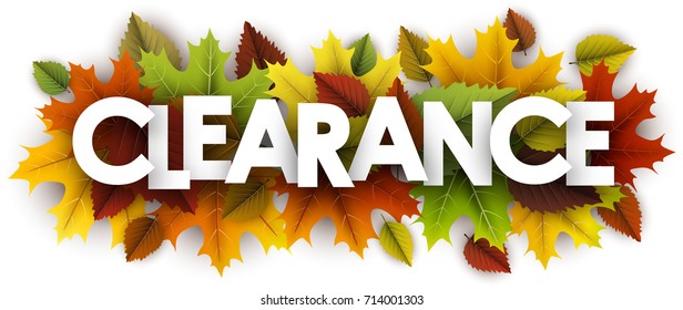 White Clearance Banner With Colorful Maple And Birch Leaves. Vector Illustration.