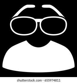 White Clever Spectacles toolbar pictogram. Vector pictograph style is a flat symbol on diagonal hatch transparent background.