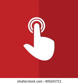 White click icon press button vector illustration. Red background