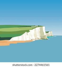 White Cliffs of Dover. Flat style illustration. 