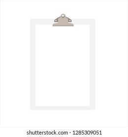 White clipboard with blank paper isolated on a white background. 