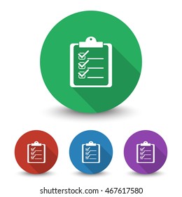 White Clipboard Checklist icon in different colors set
