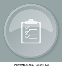 White Clipboard Checklist icon on grey web button