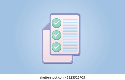 White clipboard with checklist. Vector illustration.