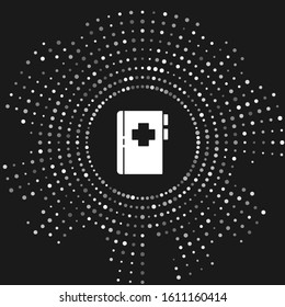 White Clipboard with dental card or patient medical records icon isolated on grey background. Dental insurance. Dental clinic report. Abstract circle random dots. Vector Illustration