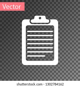 White Clipboard with document icon isolated on transparent background. Vector Illustration