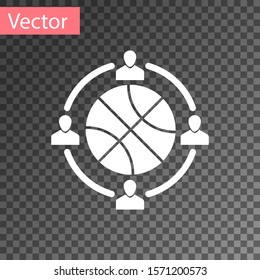 White Clock with basketball ball inside icon isolated on transparent background. Basketball time. Sport and training.  Vector Illustration