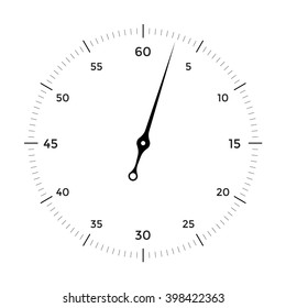 White clock face for with black pointer on white background. Vector Illustration