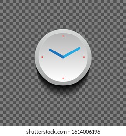 White clock icon design on transparent background vector illustration