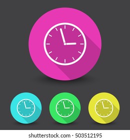 White Clock icon in different colors set