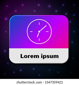 White Clock icon isolated on black background. Time symbol. Rectangle color button. Vector Illustration