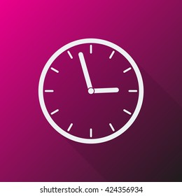 White Clock icon on pink background