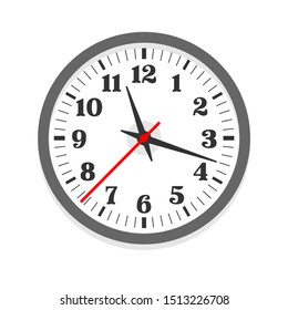 White clock icon, single isolated vector illustration. Office clock with numerals
