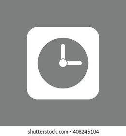 White clock icon vector illustration. Gray background