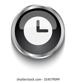 White Clock symbol on black web button