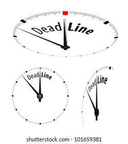 White clock with word Deadline on its face