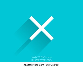 White close icon on blue background