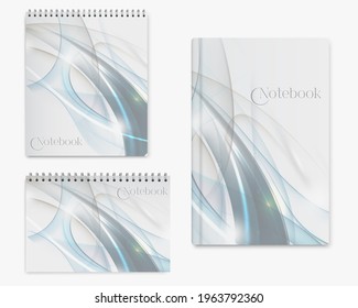 White Closed Blank Paper Notebook Set Isolated on White Background. Modern abstract art vector notebook background.