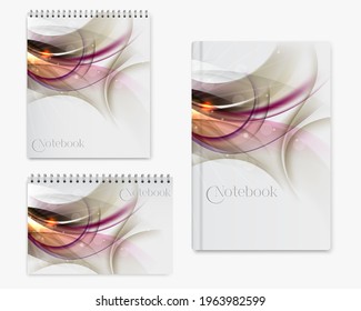 White Closed Blank Paper Notebook Set Isolated on White Background. Modern abstract art vector notebook background.