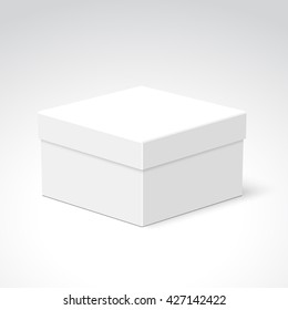 White closed box. Package. Polyhedron. Vector illustration.