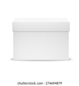 White closed cardboard box isolated on white background