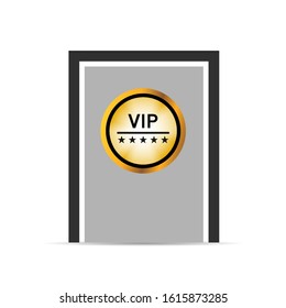 White closed the door to the dressing room with her hanging on gold star. Vector