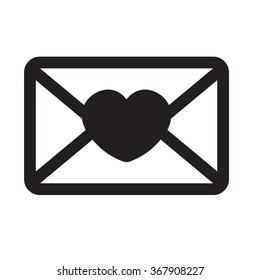 white closed envelope with black heart
