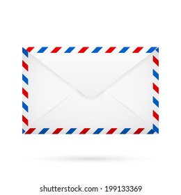 White closed envelope with red blue white perimeter
