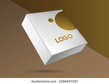 La caja blanca de regalo plegable cuadrada se burla de fondo elegante. Vista lateral. 3 quinquies ilustración.