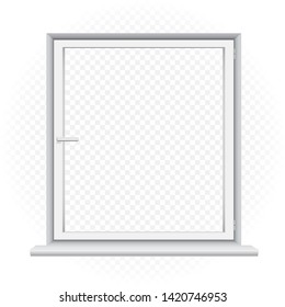 White closed window template on transparent background. Home outdoor exterior element. Architecture build object