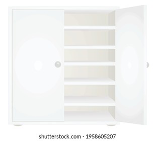 White closet. Open door. vector