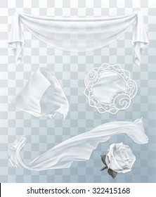 White cloth with transparency, set of vector elements