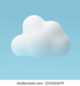 White cloud 3d vector on a blue sky. Stylized cartoon realistic illustration in a modern style