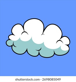 nuvem branca com contorno preto. vetor de nuvem com fundo azul