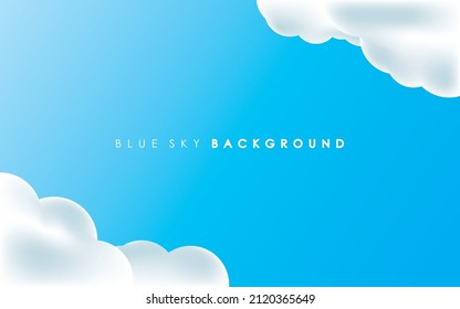 White Cloud and Blue Sky Background Vector Illustration