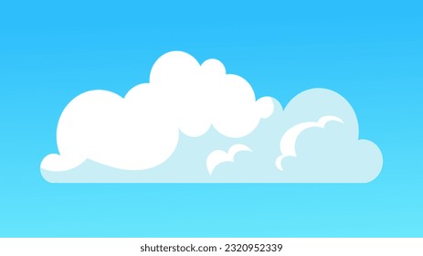 White cloud in blue sky concept. Summer or spring season. Meteorology and climate, weather. Poster or banner for website. Cartoon flat vector illustration isolated on blue background