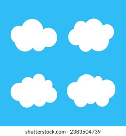White Cloud Blue Sky Vector Illustration Set