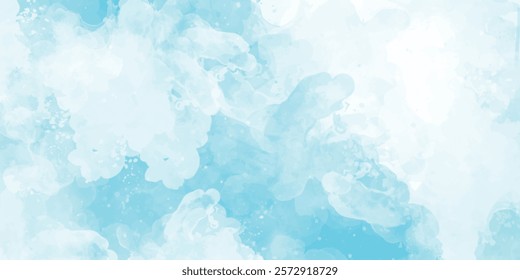 white cloud and blue sky watercolor grunge watercolor paint splash and stains of clouds or fog, painted mottled blue paper texture