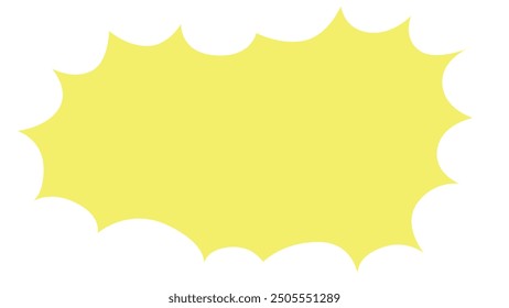 White cloud border on yellow background. Simple and clean sky banner with place for text. Vector illustration cumulus suitable for various design projects