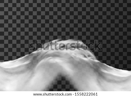 White cloud border, weather meteo frame realistic vector illustration. Fluffy cirrus cumulus cloud, isolated on transparent background. Realistic element, weather banner
